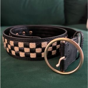 !!! Mango Mixed Checkered Belt in Black/Sand, SZ MED